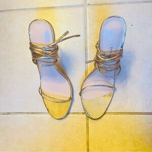 Certified Hot Girl Wrap Up Heels - Gold size 10